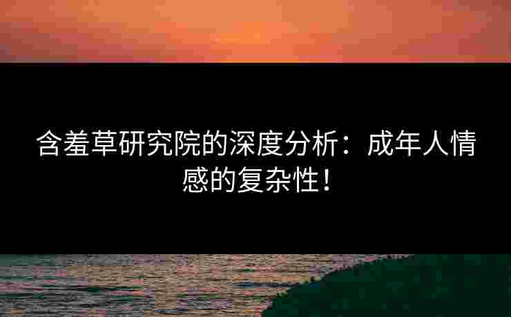 含羞草研究院的深度分析：成年人情感的复杂性！